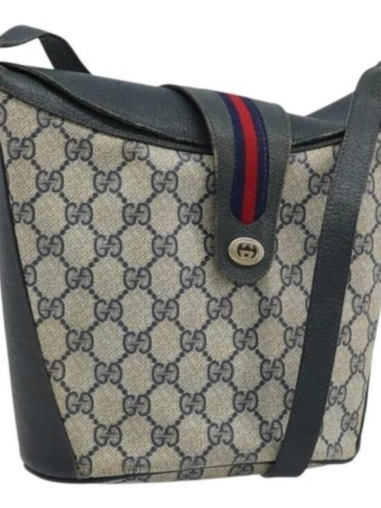 Gucci Handbags - GUCCI GG Supreme Sherry Line Shoulder Bag PVC Navy Gold 904 02 081 Auth BSZ533